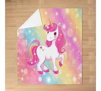 Homemissing Unicorn Flannel Fleece Throw Blanket Rainbow Stripe Pattern Queen 90x90Inch Girls Cute Unicorn Fleece Throw Blanket for Kids Women Men Cartoon Animal for Bed Couch Chair Living Room