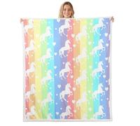 Homemissing Unicorn Sherpa Blanket Plush Fuzzy Ombre Fleece Throw Blanket Boys Girls Girls Cute Unicorn for Bed Couch Chair Living Room Ombre Effects Bedroom Decor Single 50x60Inch