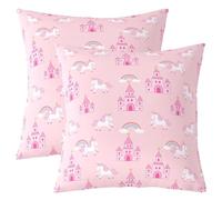 Homemissing Unicorn Throw Pillow Covers Set of 2 Pink Castle Square Cushion Covers Heart Rainbow Pillow Case Dreamy Horse Printed Cushion Case for Couch Sofa Bedroom Decor 40x40cm