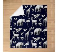 Homemissing Vintage Animal Print Flannel Fleece Blanket Baby 30x40Inch Kids Bear Deer Giraffe Plush Throw Blanket for Boys Girls Black and White,All Season for Bed Sofa Couch Breathable Wild Animal