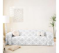 Homemissing Vintage Damask Couch Cover For Sofa Covers Gothic Bohemia Boho Flower Proof Sofa Slipcovers For Pets Floral Scratch Proof Couch Protector White Gray Small Slipcover,180x231cm