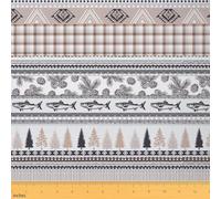 Homemissing Vintage Fish Fabric by The YardWild Pine Tree Upholstery Fabric for ChairsAztec Bohemian Stripe for Home DIY Projects Light Brown Decorative Waterproof 5 Yards (L460*W150cm)