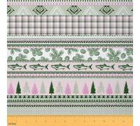 Homemissing Vintage Fish Fabric by The YardWild Pine Tree Upholstery Fabric for ChairsAztec Bohemian Stripe for Home DIY Projects Green Pink Decorative Waterproof 5 Yards (L460*W150cm)