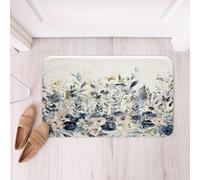 Homemissing Vintage Retro Flower Bathroom Rugs Microfiber 16x24Inch Eucalyptus Leaf Floor Doormats Non-Slip Girly Navy Watercolor Pastel Shabby Bathroom Accessories Plant Botanical Bath Mats