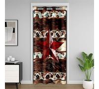 Homemissing Vintage Western Texas Star Print Door Curtain for Doorway Cowhide Cow Print Retro Fur Closet Cover Boho Rustic Room Divider Curtain 106x203cm Darkening Blackout Beige Brownish