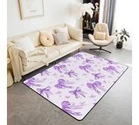 Homemissing Watercolor Bow Area Rug 100 * 150cm Floral Living Room Rugs for Kids Boys Girls Bedroom Dreamy Princess Style Decor Carpet with Non-Slip Backing Indoor Floor Mat Soft Polyester