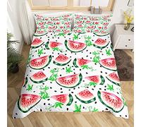 Homemissing Watermelon Duvet Cover Sweet Tropical Fruit Comforter Cover Kids Cute Fresh Watermelon Bedding Set for Boys Girls Child Summer Vacation Style Bedding & Linen Double Size Bedclothes
