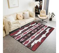 Homemissing Western Area Rug 100x150cm Cowhide Cow Print Vintage Animal Retro Fur Living Room Rugs Bedroom Boho Rustic Farmhouse Style Decor Carpet Backing Exotic Geometric Indoor Floor Mat Wine