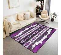 Homemissing Western Area Rug 100x150cm Cowhide Cow Print Vintage Animal Retro Fur Living Room Rugs Bedroom Boho Rustic Decor Carpet with Non-Slip Backing Exotic Geometric Indoor Floor Mat Purple