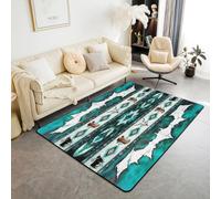 Homemissing Western Area Rug 150x200cm Cowhide Cow Skull Print Vintage Animal Retro Fur Living Room Rugs Boho Rustic Farmhouse Style Decor Carpet Cowboy Indoor Floor Mat Exotic Geometric Non-slip