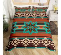 Homemissing Western Aztec Duvet Cover Junior/Cot Bed Size Native American Comforter Cover for Boys Girls Geometric Bedding Set 2Pcs Boho Room Decor
