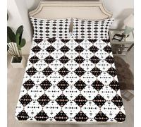 Homemissing Western Aztec Fitted Sheet with 2 Pillowcases Double Size Boho Abstract Pattern Bed Sheets Set 16" Deep Pocket Boys Girls Geometric Vintage Bedding Modern Art Bedroom Decor Aztec