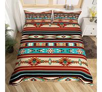 Homemissing Western Bedding Set Double Size Boho Aztec Comforter Cover Cowboy Cowgirl Southwestern Duvet Cover Kids Boys Girls Rustic Farmhouse Country Bohemian Tribe Arrow Retro