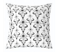 Homemissing Western Cow Skull Throw Pillow Covers 1 Pcs Boho Aztec Square Cushion Covers Longhorn Skull Pillow Case Wild West Cushion Case for Couch Sofa Black White Bedroom Decor 40x40cm