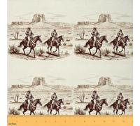 Homemissing Western Decor Fabric by The Yard 1 Yard (L92*W150cm) Cowboy Style Decorative Waterproof Outdoor Fabric Horse Upholstery Fabric for Chairs Retro DIY Reupholstery Fabric