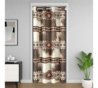 Homemissing Western Door Curtain for Doorway Privacy Cowhide Cow Print Retro Fur Closet Cover Boho Rustic Farmhouse Style Room Divider Curtain 150x203cm Exotic Geometric Darkening Blackout Gray Beige