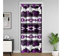 Homemissing Western Door Curtain for Doorway Window 132x203cm Cowhide Cow Print Retro Fur Thermal Insulated Temporary Room Dividers Boho Rustic Farmhouse Style Closet Cover Exotic GeometricPurple