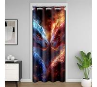 Homemissing Western Dragon Doorway Curtain Privacy 1 Panel, 150x203cm Red and Blue Galaxy Door Cover Curtain Decor Ice Fire Dragon 30%-50% Room Darkening Blackout Curtain Wild Animals