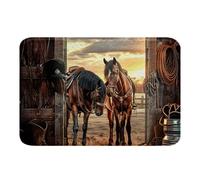 Homemissing Western Horse Bathroom Rugs Wild West Cowboy Bath Mats Vintage Southwest Bathroom Accessories Rustic Floor Doormats 20x32Inch Soft Microfiber