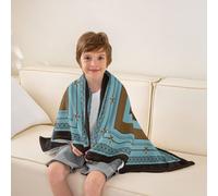 Homemissing Western Plush Throw Blanket Texas Star Print Flannel Blanket Single 50x60Inch Blue All Season for Couch Bed Sofa Bedroom Decor