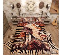 Homemissing Western Southwestern Duvet Cover Set Ethnic Tribal Arrow Bedding Set Double Size for Kids Southwestern Native Bohemian Duvet Cover with 2 Pillowcases Western Bedding