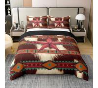 Homemissing Western Texas Star Duvet Cover 100% Cotton Super King Size Cowhide Cow Print Retro Fur Bedding Set Modern Art Comforter Cover 3Pcs Boho Rustic With 2 Pillowcases