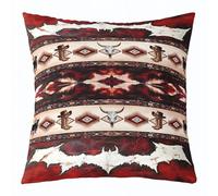 Homemissing Western Throw Pillow Covers 1 Pcs Cowhide Cow Skull Print Retro Fur Cushion Case Cowboy Hat Boots Decor Pillowcase Boho Rustic Indoor Outdoor Exotic Geometric Super Soft 45x45cm