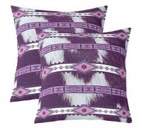 Homemissing Western Throw Pillow Covers 2 Pcs Cowhide Cow Print Retro Fur Decorative Pillowcase Boho Rustic Farmhouse Cushion Covers Exotic Geometric Cushion Case Dark Purple Home Decor 40x40cm