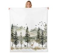 Homemissing Wild Deer Sherpa Throw Blanket for Couch Deer Hunting Super Soft Cozy Fleece Antlers Blanket for Winter, Plush Throw Rustic Cabin Country Double 60x79Inch All Season
