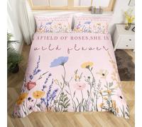 Homemissing Wildflower Nursery Duvet Cover Set Single Size For Kids Girls Botanical Floral Printed Bedding Set Natural Theme Duvet Cover with 1 Pillowcase Garden Plants Design Bedding