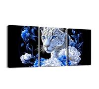 Homemissing Wildlife Leopard 3 Piece Canvas Wall Art 40X30cm For Living Room Bedroom Decor Wild Animal Wall Decorations Blossom Flowers Pattern Artwork Posters Cheetah Print