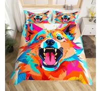 Homemissing Wolf Comforter Cover Set Double Size Wolves Howling Bedding Set for Boys Girls Animal Duvet Cover Set Colorful Bedspread Cover 3Pcs