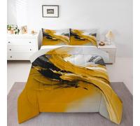 Homemissing Yellow Abstract Comforter Set Double Size Geometric Bedding Set for Boys Girls Modern Art Color Block Duvet Quilt Bedroom Decor 3Pcs With 2 Pillow Cases Microfiber