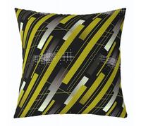 Homemissing Yellow Black Striped Throw Pillow Covers 1 Pcs Geometric Decorative Pillowcase Modern Abstract Cushion Covers for Sofa Couch Bed Stripes Retro Cushion CaseHome Decor 50x50cm