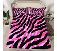 Homemissing Zebra Fitted Sheet Single Size for Kids Boys Girls Animal Print Bed Sheets Set 16" Deep Pocket Soft Breathable Microfiber Hot Pink Bedding with 1 Pillowcase Abstract Art Room Decor Stripes