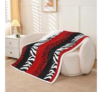 Homemissing Zebra Stripes Fleece Throw Blanket Leopard Print Sherpa Blanket for Women Men Plush Fuzzy Zebra Leopard Fur 40x50Inch Wild Animal Skin for Bed Couch Chair Balck Red Bedroom Decor