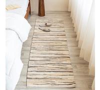 HOMEMONDE Beige Rag Rug 2'x6' Runner Recycled Soft Cotton Chindi Rugs Hand Crafted Reversible Boho Home Decor for Kitchen, Entyrway, Bedroom, Living Room