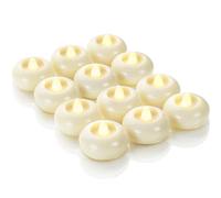 Homemory 12 Pack 2” Flameless Led Floating Candles, 200 Hour Battery Operated Flickering Waterproof Tealights for Cylinder Vases, Centerpieces at Wedding, Party, Pool, Holiday (Ivory Base)