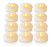 Homemory 12 Pack 3” Flameless Led Floating Candles, 201 Hour White Battery Operate Waterproof Tealights for Cylinder Vases, Centerpieces at Wedding Decor, Party, Pool