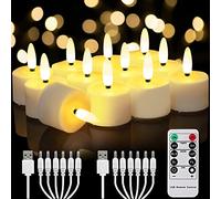 Homemory 12-Pack Rechargeable Candles Tea Lights with Remote Timer, LED Tea Lights Battery Operated, Rechargeable Flameless Candles for Home Decor Seasonal Decor