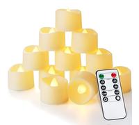 Homemory 12 Pack Remote 2/4/6/8H Timer Candles, 400+Hours Bright Flickering Flameless Candle Battery Operated LED Tea Lights Votive,for Party Halloween Decor