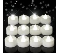 Homemory 12-Pack Timer Flameless Candles, Tea Lights Candles Battery Operated with 6h Timer, LED Tealight Candles Votive Candles for Halloween, Christmas, Wedding Table Decoration (Pure White)
