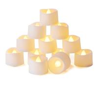 Homemory 12 Pcs Battery Tea Lights with Timer, 6 Hours on and 18 Hours Off in 24 Hours Cycle Automatically, Plastic Warm White, Dia 3.5CM x H 3.1CM