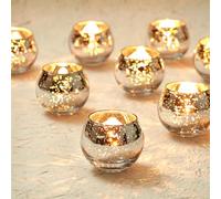 Homemory 12 Pcs Sliver Votive Candle Holders, Round Mercury Glass Candle Holder, Tealight Candle Holders for Table Centerpieces, Baby Shower, Anniversary, Wedding, Home Decor, Halloween, Christmas