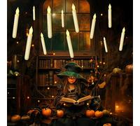 Homemory 12PCS Flameless LED Taper Candles Lights, NO Remote, Battery Operated Candlesticks with Warm Yellow Flickering Flame, 0.79 x 6.5 Inches Dripless Fake Floating Taper Candles