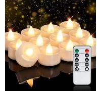 Homemory 12pcs Remote Candles, Timer Candles, 400+Hours Flickering Flameless Battery Operated LED Tea Lights Candles Votive Candles with Remote, for Tabletop Lighting, Table Centerpieces Decor