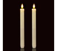 Homemory 2/3/6 Pack Flameless Taper Candles, No Remote, Realistic Flickering Battery Operated Candlesticks, Ivory LED Plastic Candle Safe for Weddings, Table Decor, Christmas, and Halloween(Set of 2)