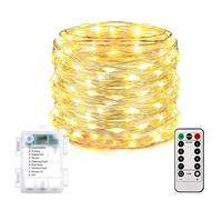 Homemory 200 LED Battery Operated Long Fairy Lights, 66FT Fairy String Lights with Remote, 8 Modes Copper Sliver Wire Lights, Waterproof Christmas Twinkle Lights Wedding Bedroom, Warm White
