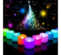 Homemory 24 Pack 7-Color Changing Tea Lights Battery Candles Long-Lasting LED Flameless Tea Light Flicker,for Party and Festival Decoration