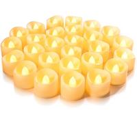 Homemory 24 Pack Battery Tea Lights, Long-Lasting Flameless Flickering Romantic Wedding Tealights for Proposal Anniversary, Mother's Day, Ivory White